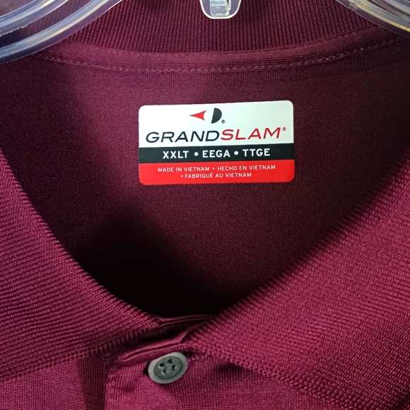 Grand Slam Performance Maroon/Gray Polo Shirt Men's Size XXLT Short Sleeve - EUC - Picture 3 of 4